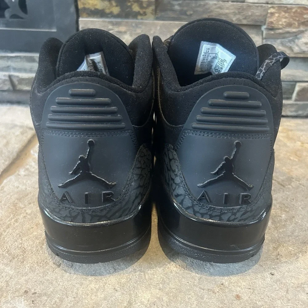 Nike Air Jordan 4 Retro Black Cat Black Nubuck Mid Top Lace-Up Sneakers 13